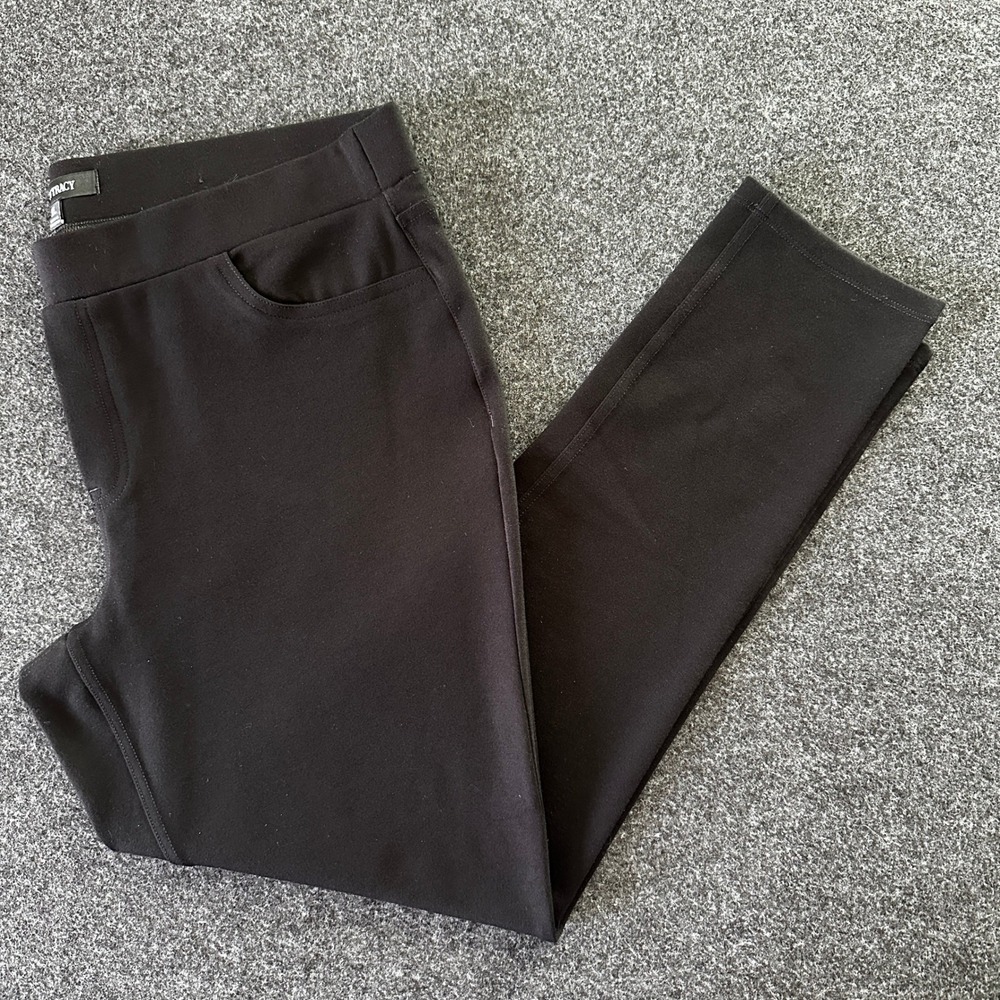Ellen Tracy Black Ponte Pull On Tapered Leg Pants Womens XL Office Professional